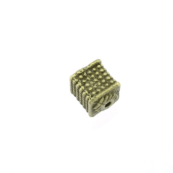 Pewter Square Pattern Bead 7mm - Antique Brass (15Pcs)