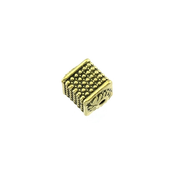 Pewter Square Pattern Bead 7mm - Gold (15Pcs)