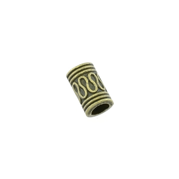 Pewter Tube Large Hole Bead 6mm x 10mm - Antique Brass (50Pcs)