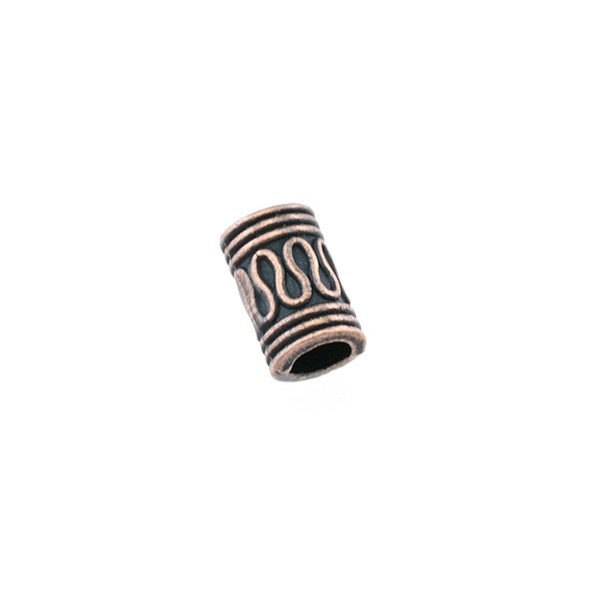 Pewter Tube Large Hole Bead 6mm x 10mm - Antique Copper (50Pcs)