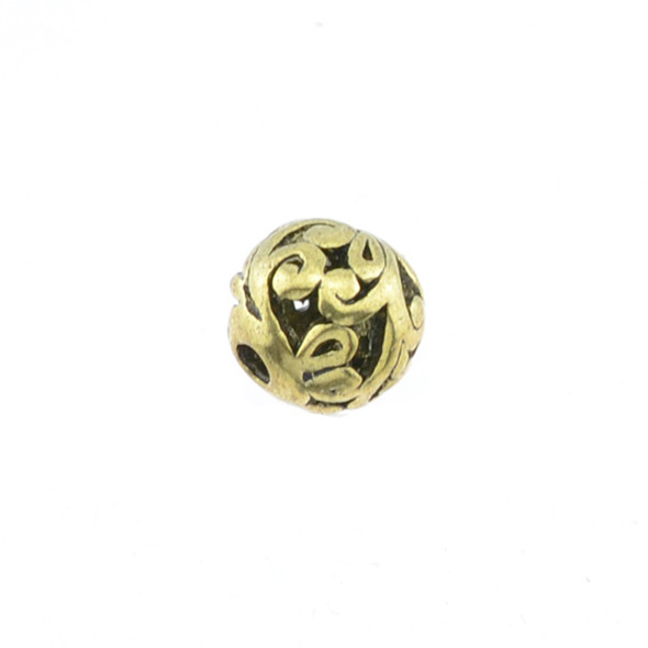 Pewter Vines Hollow Beads  - Gold (12Pcs)
