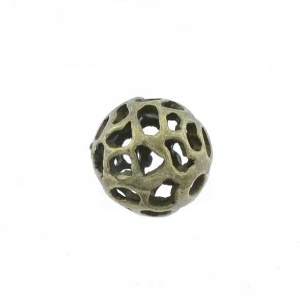 Pewter Holes Hollow Beads - Antique Brass (8Pcs)