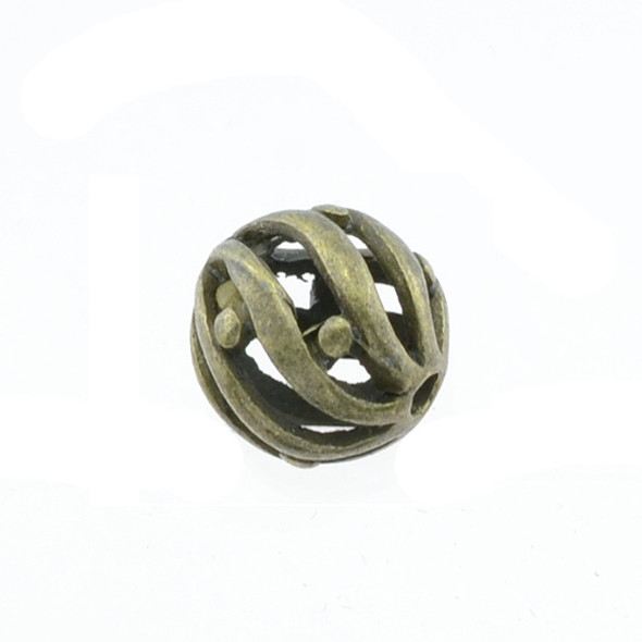 Pewter Swirl Dots Designs Beads - Antique Brass (8Pcs)