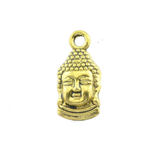 Pewter Buddha Head Flat Charm - Gold (24Pcs)