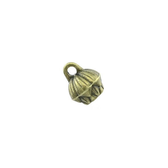 Pewter Lotus Bead Charm 8mm - Antique Brass (30Pcs)