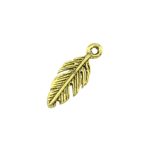 Pewter Feather Charm 7mm x 20mm - Gold (72Pcs)