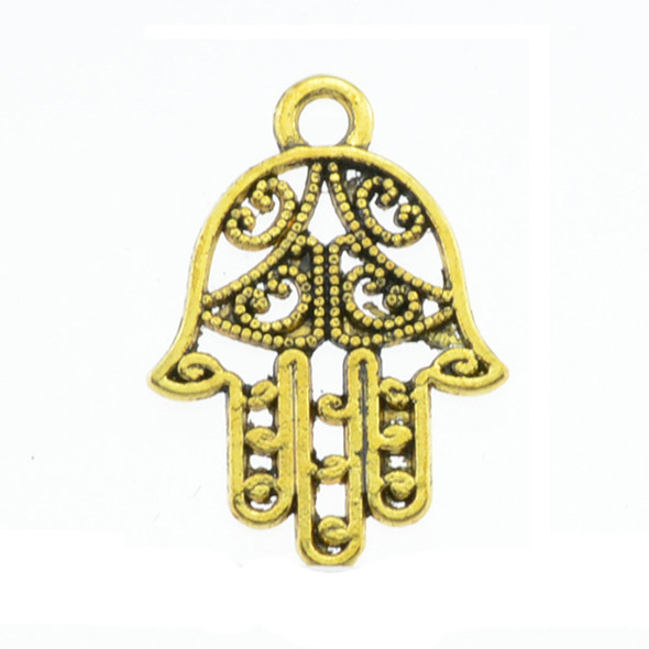 Pewter Hamsa Hand Charm - Gold (50Pcs)