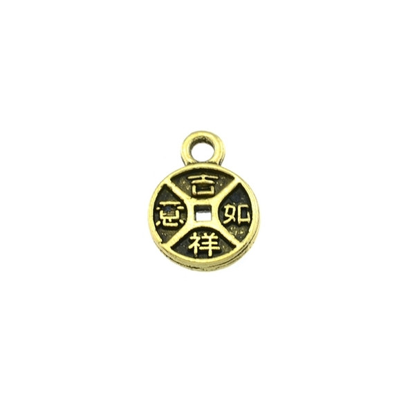 Pewter Chinese Bi Lucky Charm 10mm - Gold (60Pcs)