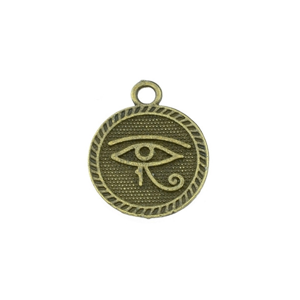 Pewter Eye of Ra Charm 14mm - Antique Brass (42Pcs)