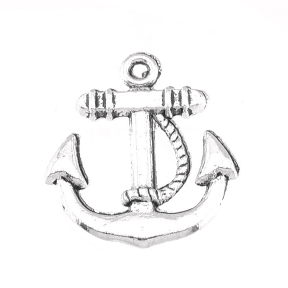 Pewter Anchor with Cord Charm (20Pcs)