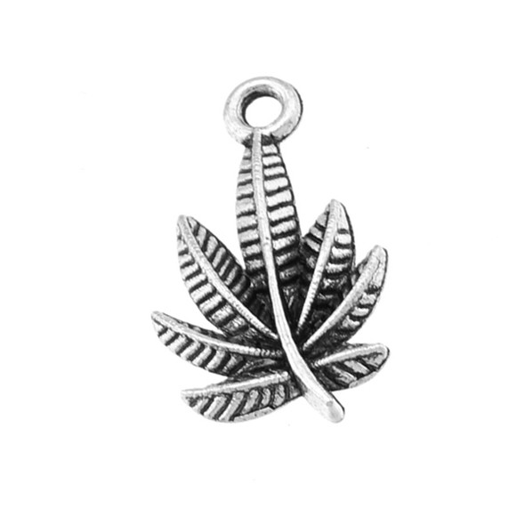 Pewter Weed Charm 13x23x2mm (50Pcs)