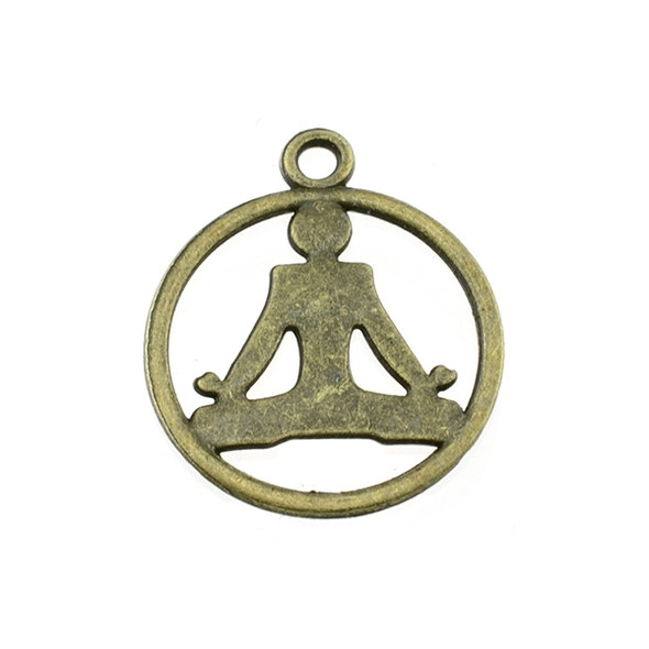 Meditation Flat Circle Charm 20mm x 20mm x 2mm - Antique Brass (30Pcs)