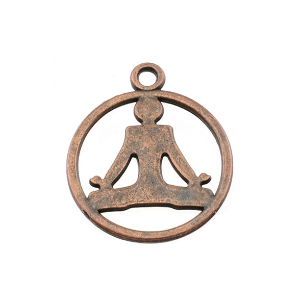 Meditation Flat Circle Charm 20mm x 20mm x 2mm - Antique Copper (30Pcs)