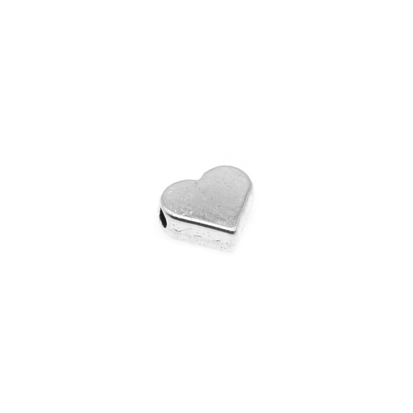 Pewter Flat Small Heart Bead 7.3mm x 7.9mm x 3mm (80 Pcs)