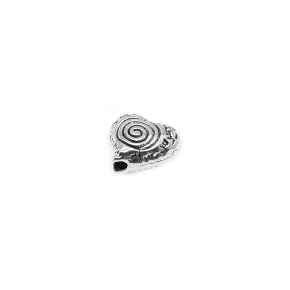 Pewter Heart with Spiral Bead 8.3mm x 8.5mm x 4.6mm (50 Pcs)