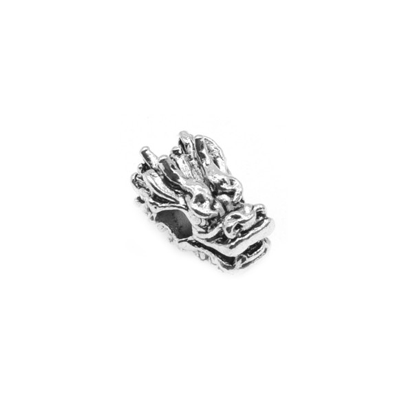 Pewter Dragon Head Bead 8.1mm x 7.8mm x 12.5mm (24 Pcs)