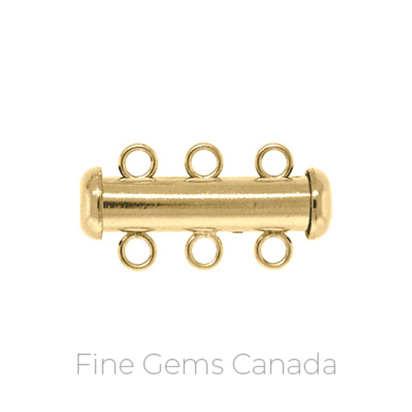 14K Gold Filled - 4.3x20.0mm Tube Clasp 3 Row - 1/Pack