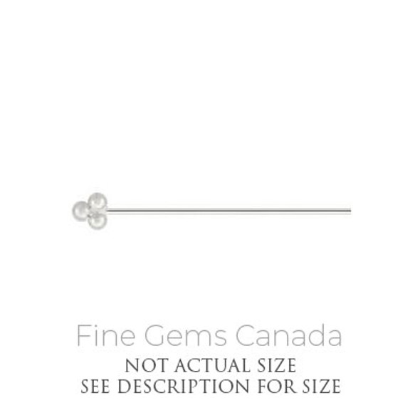 3 Ball End Head Pin .020"ODx2.00"L - 10/pack - 925 Sterling Silver