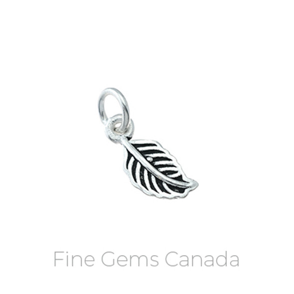 Antique Tibetan Leaf Charm with Ring (5.7 x 16mm) - 6/pack - 925 Sterling Silver