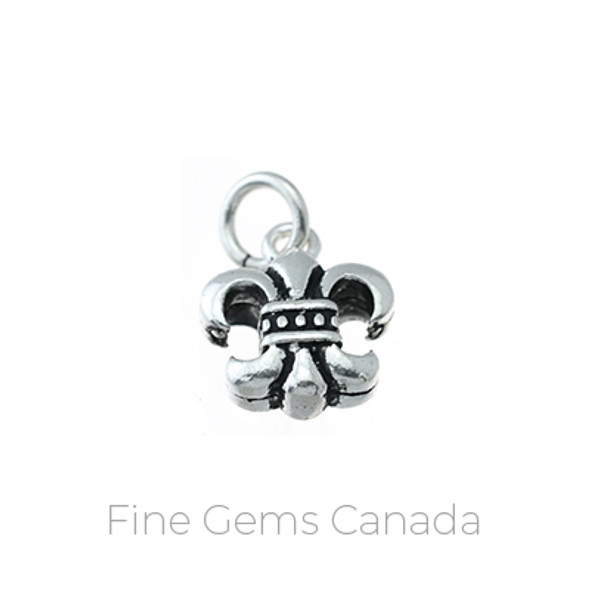 Antique Tibetan Fleur de Lys Charm with Ring (17.25 x 11.6mm) - 2/pack - 925 Sterling Silver