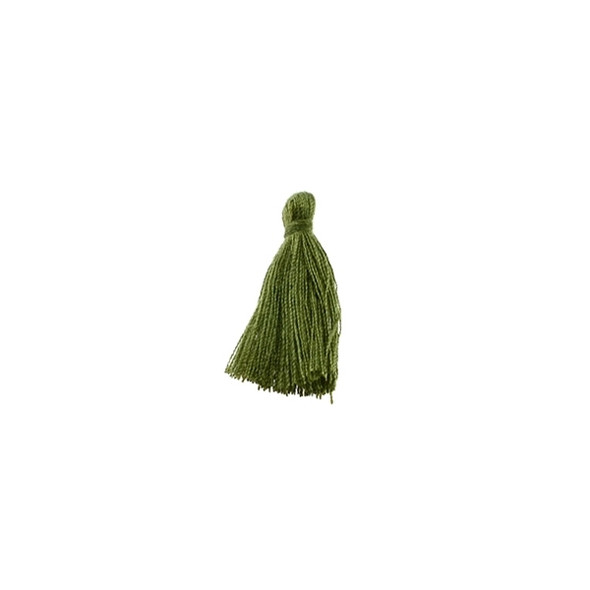 Mini Tassel Cotton 1" - Dark Olive (Pack of 40)