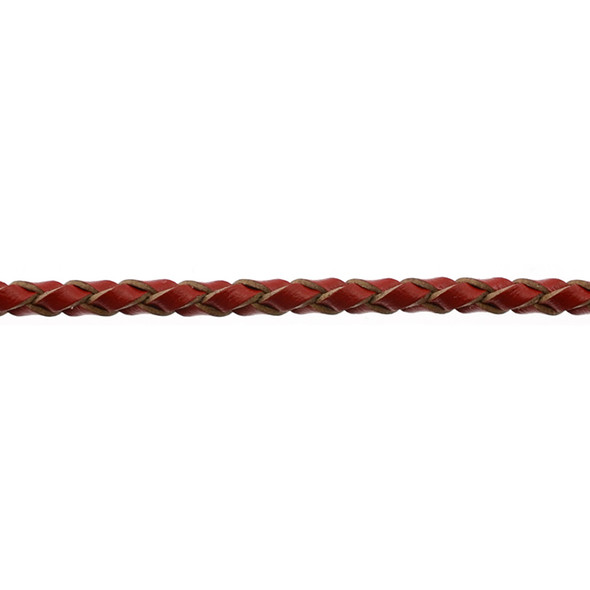 Leather Red Braided 3.0mm - 5 Meters