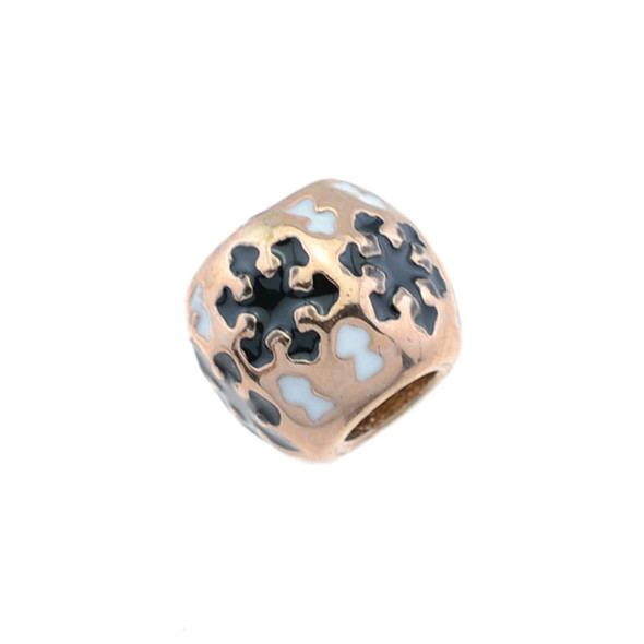 Stainless Steel Beads Large Hole Snowflakes Design 11mm - Rose Gold (Pack of 3)