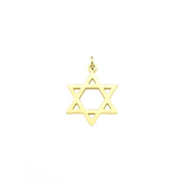Stainless Steel Charm Star of David 14x17mm - Gold