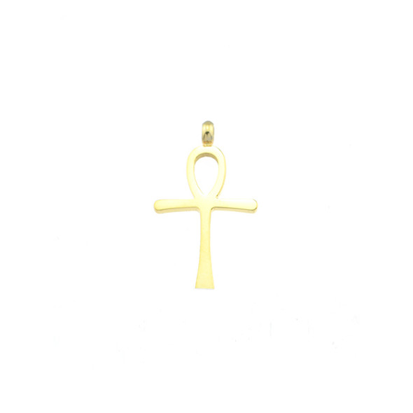 Stainless Steel Charm Egyptian Ankh Cross 13x19mm - Gold