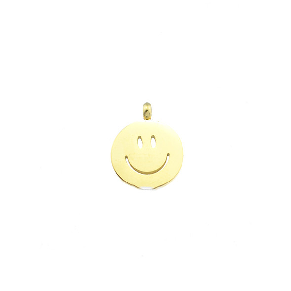 Stainless Steel Charm Simly Face 13mm - Gold