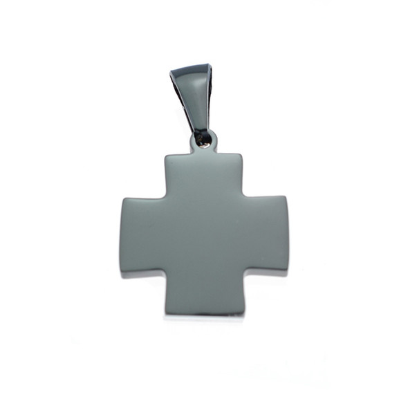 Stainless Steel Charm Square Cross 22mm - Black