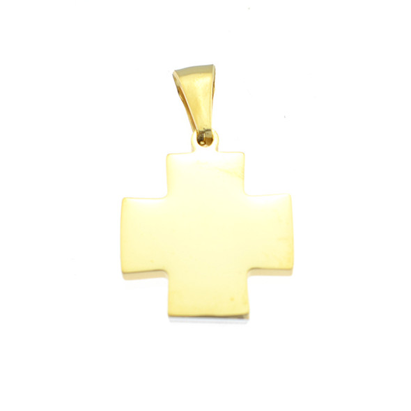 Stainless Steel Charm Square Cross 22mm - Gold