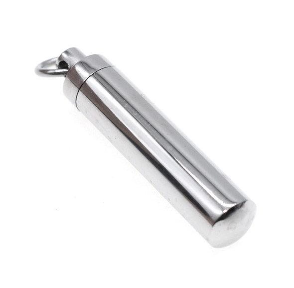 Stainless Steel Shiny Cylinder Keepsake Openable 9mm x 40mm