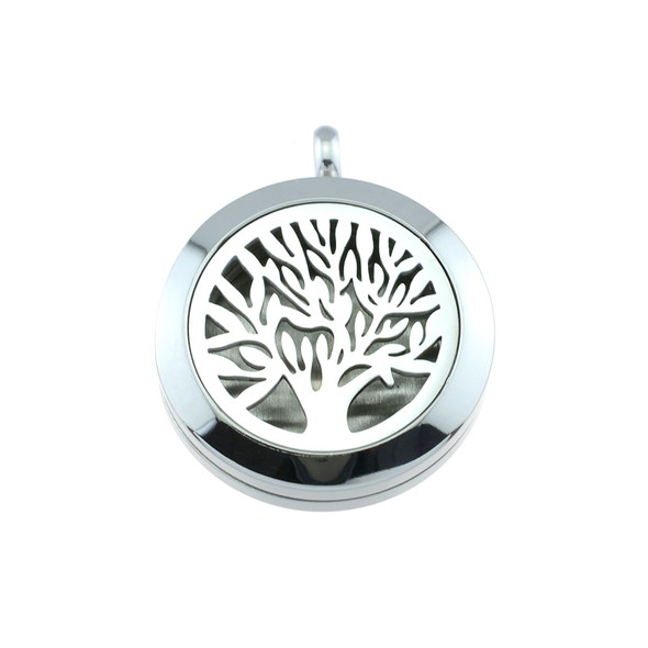 Stainless Steel Charm Tree of Life Fine Openable Aromatherapy Locket 25x25mm