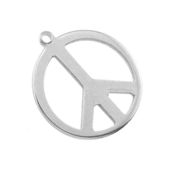 Stainless Steel Peace Sign Charm - 18mm - 20/Pack