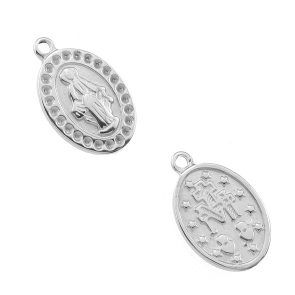 Stainless Steel Madonna Charm - 12x19mm - 10/Pack