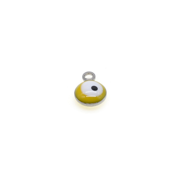 Stainless Steel - 6mm Evil Eye Charm Yellow - 50/Pack