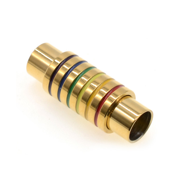 Stainless Steel - Rainbow Tube Magnetic Leather Clasp (6.0mm Hole) Gold Plated - 2/Pack