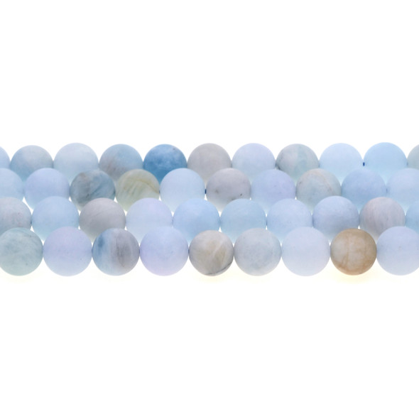 Aquamarine Round Frosted 10mm - Loose Beads