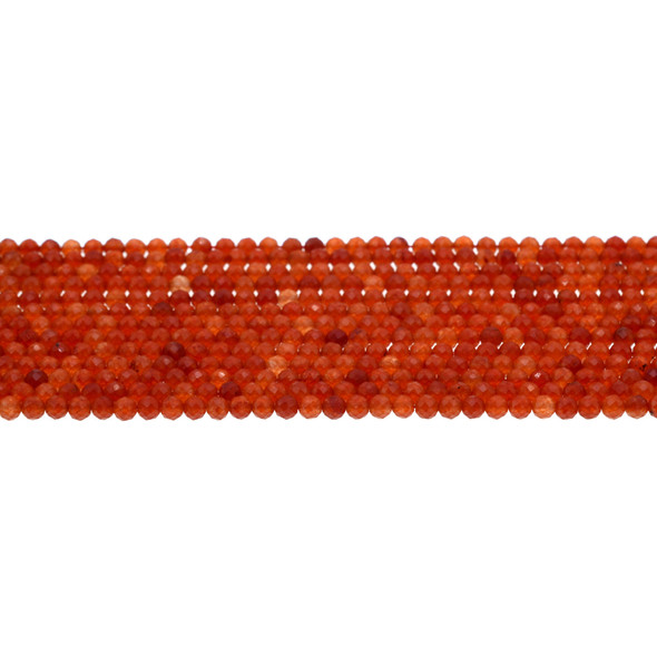 Carnelian - Red Round Faceted Diamond Cut 3mm - Loose Beads