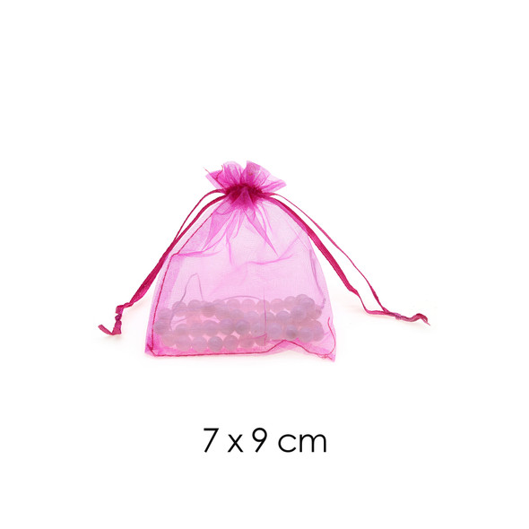 Organza Favor Fabric Bags 7x9cm - 100Pcs/Bundle - Fuchsia