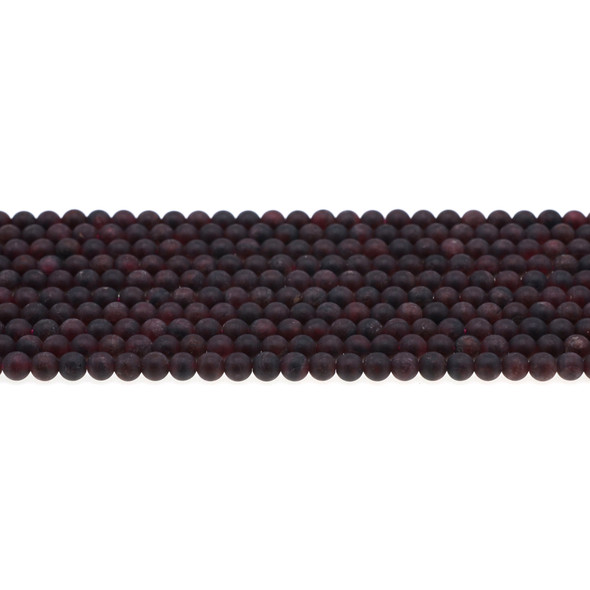 Garnet Round Frosted 4mm - Loose Beads