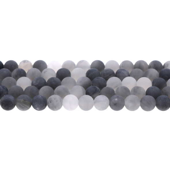 Grey Cloudy Quartz Round Frosted 8mm - Loose Beads