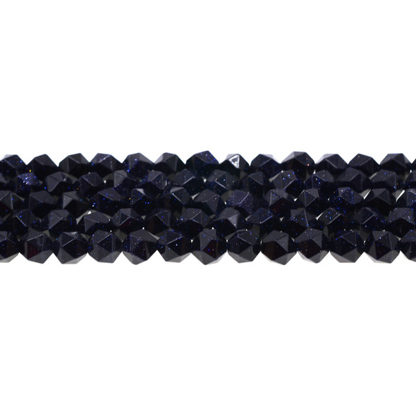Blue Gold Stone Round Large Cut 8mm - Loose Beads