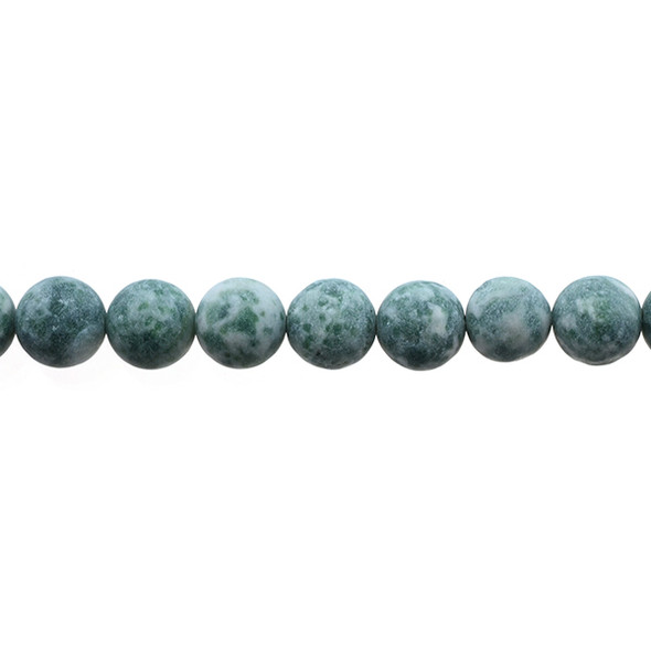 Green Spot Jasper Round Frosted 10mm - Loose Beads