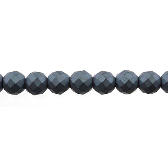 Hematite Round Faceted Frosted 10mm - Loose Beads