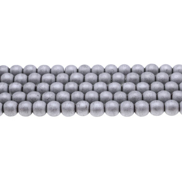 Silver Metallic Hematite Round Frosted 8mm - Loose Beads