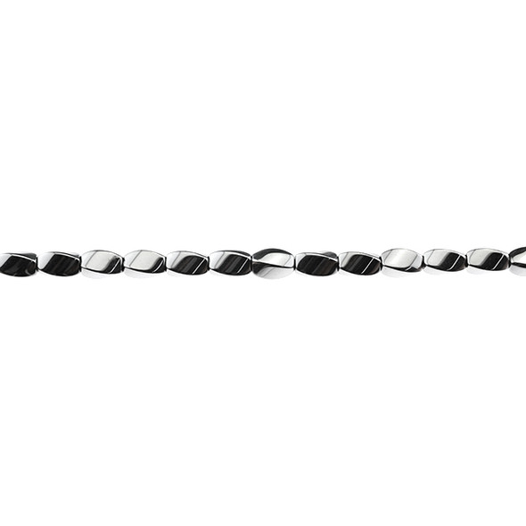 Silver Metallic Hematite Swirl 4mm x 4mm x 7mm - Loose Beads