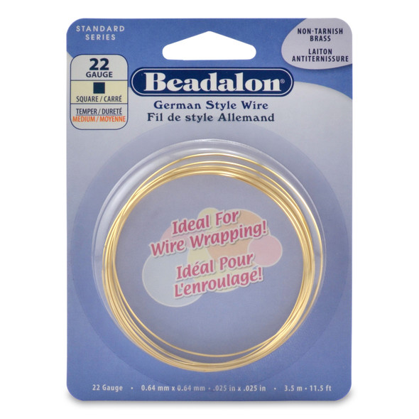 Beadalon German Style Wire Square 22ga Silver Plated 3.5M