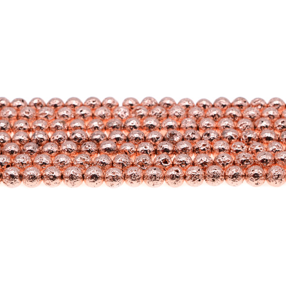 Rose Gold Plated Lava Rock Round 6mm - Loose Beads